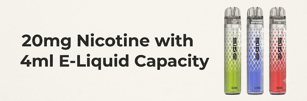 20mg Nicotine with 4ml E-Liquid Capacity