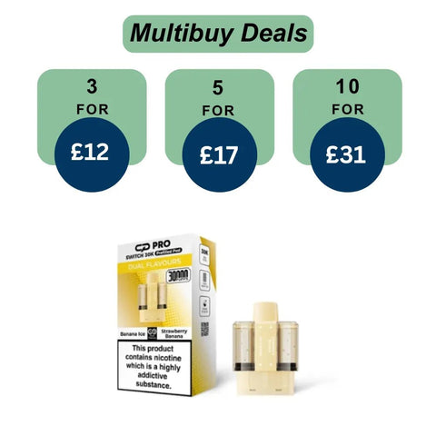 Shop Banana Ice / Strawberry Banana Crystal Pro Switch 30k Prefilled Pods - £5.99 or 3 For £12 - Banana Ice / Strawberry Banana Crystal Pro Switch 30k Prefilled Pods - £5.99 or 3 For £12 - Vape Blaze