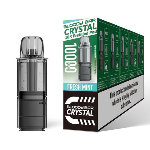Shop Bloody Bar Crystal 10k Replacement Pods Pack of 5 - buy Bloody Bar Crystal 10k Replacement Pods Pack of 5 at Wolfvapes.co.uk - Vape Blaze