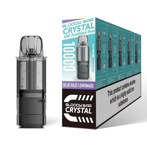 Shop Bloody Bar Crystal 10k Replacement Pods Pack of 5 - buy Bloody Bar Crystal 10k Replacement Pods Pack of 5 at Wolfvapes.co.uk - Vape Blaze