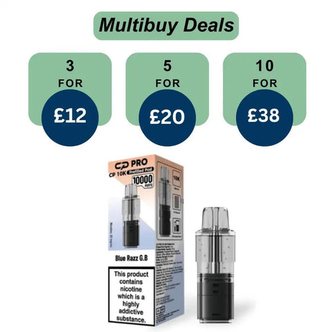 Shop Blue Razz GB Crystal Pro CP10k Prefilled Pods - £4.99 or 3 For £12 - Blue Razz GB Crystal Pro CP10k Prefilled Pods - £4.99 or 3 For £12 - Vape Blaze