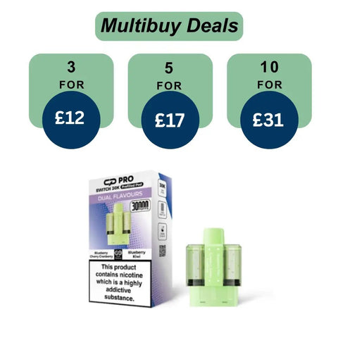 Shop Blueberry Cherry Cranberry / Blueberry Kiwi - CP Pro Switch 30k Prefilled Pods - Blueberry Cherry Cranberry / Blueberry Kiwi - CP Pro Switch 30k Prefilled Pods - Vape Blaze