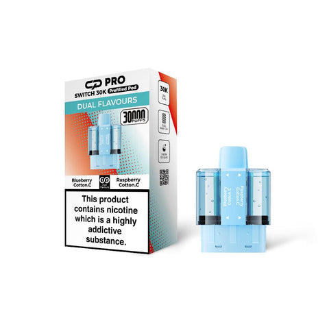 Shop Blueberry Cotton Candy / Raspberry Cotton Candy - CP Pro Switch 30k Prefilled Pods - CP Pro Switch 30k Prefilled Pods - Buy 1 Get 1 Free - Vape Blaze