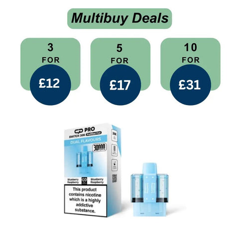 Shop Blueberry Raspberry Crystal Pro Switch 30k Prefilled Pods - £5.99 or 3 For £12 - Blueberry Raspberry Crystal Pro Switch 30k Prefilled Pods - £5.99 or 3 For £12 - Vape Blaze