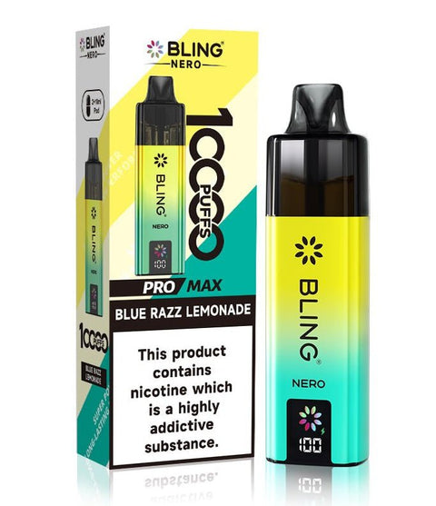 Shop Crystal Bling Nero 10k Prefilled Pod Kit - Crystal Bling Nero 10k Vape Kit Box of 5 Blue Razz Lemonade - Vape Blaze