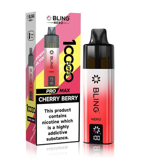 Shop Crystal Bling Nero 10k Prefilled Pod Kit - Crystal Bling Nero 10k Vape Kit Box of 5 Cherry Berry - Vape Blaze