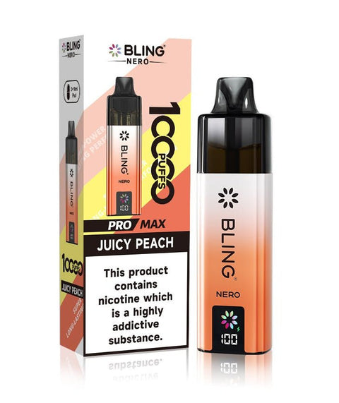 Shop Crystal Bling Nero 10k Prefilled Pod Kit - Crystal Bling Nero 10k Vape Kit Box of 5 Juicy Peach - Vape Blaze