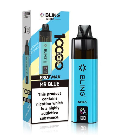 Shop Crystal Bling Nero 10k Prefilled Pod Kit - Crystal Bling Nero 10k Vape Kit Box of 5 Mr Blue - Vape Blaze