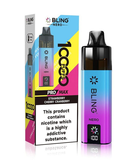 Shop Crystal Bling Nero 10k Prefilled Pod Kit - Crystal Bling Nero 10k Vape Kit Box of 5 Strawberry Cherry Cranberry - Vape Blaze