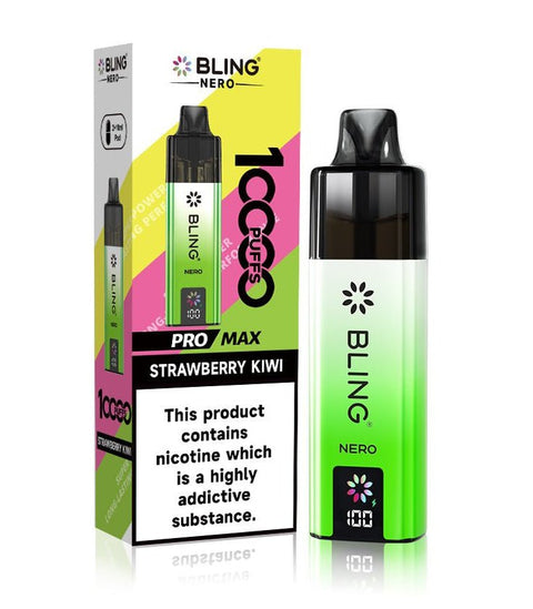 Shop Crystal Bling Nero 10k Prefilled Pod Kit - Crystal Bling Nero 10k Vape Kit Box of 5 Strawberry Kiwi - Vape Blaze