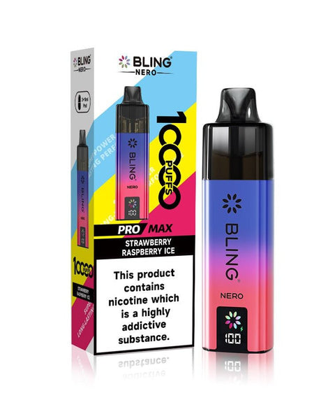 Shop Crystal Bling Nero 10k Prefilled Pod Kit - Crystal Bling Nero 10k Vape Kit Box of 5 Strawberry Raspberry - Vape Blaze