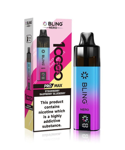 Shop Crystal Bling Nero 10k Prefilled Pod Kit - Crystal Bling Nero 10k Vape Kit Box of 5 Strawberry Raspberry Blueberry - Vape Blaze