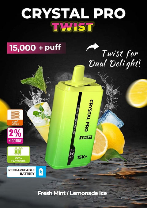 Shop Crystal Pro Plus Twists 15000 Puff Refillable & Rechargeable Vape Device - Crystal Pro Plus Twists 15000 Puff Refillable & Rechargeable Vape Device - Vape Blaze