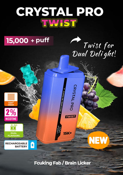 Shop Crystal Pro Plus Twists 15000 Puff Refillable & Rechargeable Vape Device - Crystal Pro Plus Twists 15000 Puff Refillable & Rechargeable Vape Device - Vape Blaze