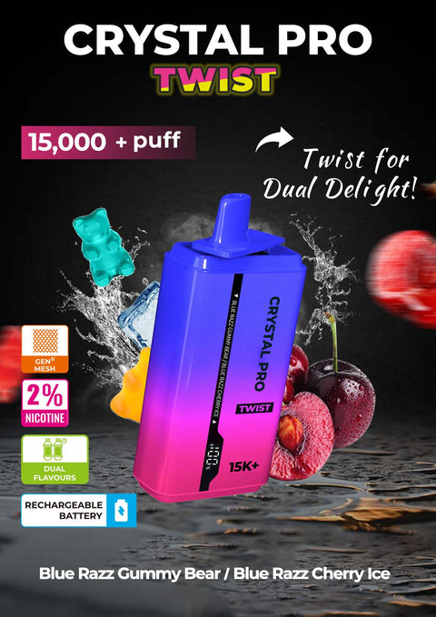 Shop Crystal Pro Plus Twists 15000 Puff Refillable & Rechargeable Vape Device - Crystal Pro Plus Twists 15000 Puff Refillable & Rechargeable Vape Device - Vape Blaze