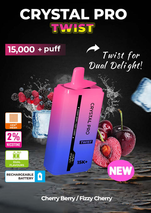 Shop Crystal Pro Plus Twists 15000 Puff Refillable & Rechargeable Vape Device - Crystal Pro Plus Twists 15000 Puff Refillable & Rechargeable Vape Device - Vape Blaze