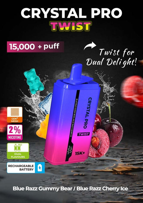 Shop Crystal Pro Plus Twists 15000 Puff Refillable & Rechargeable Vape Device - Crystal Pro Plus Twists 15000 Puff Refillable & Rechargeable Vape Device - Vape Blaze