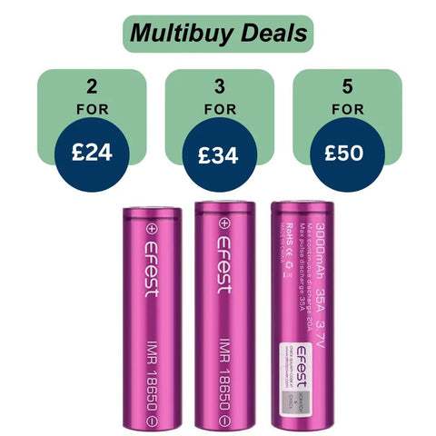 Shop Efest IMR 18650 3000mAh 35A Batteries Pack of 2 - Efest IMR 18650 3000mAh 35A Batteries Pack of 2 - Vape Blaze