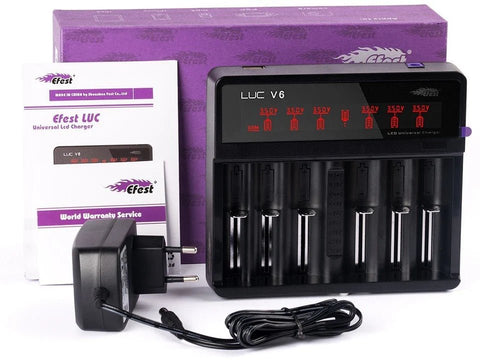 Shop Efest LUC V6 LCD 6 Bay Charger - Efest LUC V6 LCD 6 Bay Charger - Vape Blaze