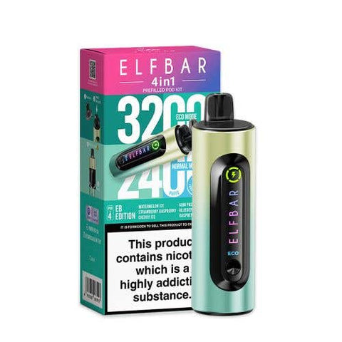 Shop Elf Bar 4 - in - 1 3200 Prefilled Pod Kit - Elf Bar 4 - in - 1 3200 Prefilled Pod Kit Box of 5 - EB Edition - vapeukwholesale - Vape Blaze