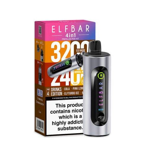Shop Elf Bar 4 - in - 1 3200 Prefilled Pod Kit - Elf Bar 4 - in - 1 3200 Prefilled Pod Kit Box of 5 - Drinks Edition - vapeukwholesale - Vape Blaze