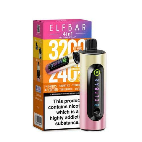 Shop Elf Bar 4 - in - 1 3200 Prefilled Pod Kit - Elf Bar 4 - in - 1 3200 Prefilled Pod Kit Box of 5 - Fruits Edition - vapeukwholesale - Vape Blaze
