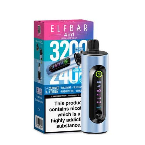 Shop Elf Bar 4 - in - 1 3200 Prefilled Pod Kit - Elf Bar 4 - in - 1 3200 Prefilled Pod Kit Box of 5 - Summer Edition - vapeukwholesale - Vape Blaze