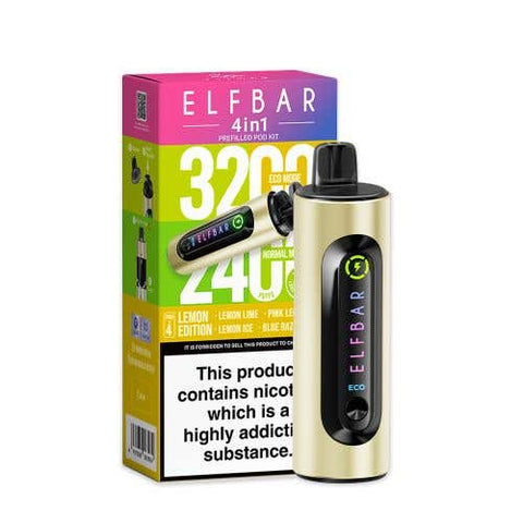 Shop Elf Bar 4 - in - 1 3200 Prefilled Pod Kit - Elf Bar 4 - in - 1 3200 Prefilled Pod Kit Box of 5 - Lemon Edition - vapeukwholesale - Vape Blaze