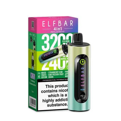 Shop Elf Bar 4 - in - 1 3200 Prefilled Pod Kit - Elf Bar 4 - in - 1 3200 Prefilled Pod Kit Box of 5 - Mixed Fruits Edition - vapeukwholesale - Vape Blaze