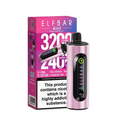 Shop Elf Bar 4 - in - 1 3200 Prefilled Pod Kit - Elf Bar 4 - in - 1 3200 Prefilled Pod Kit Box of 5 - Pink Edition - vapeukwholesale - Vape Blaze