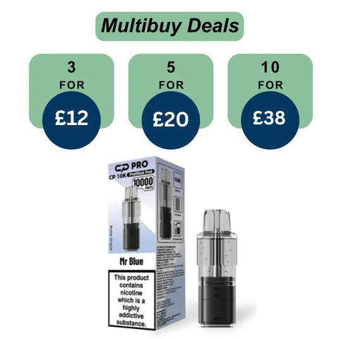 Shop Mr Blue Crystal Pro CP10k Prefilled Pods - £4.99 or 3 For £12 - Mr Blue Crystal Pro CP10k Prefilled Pods - £4.99 or 3 For £12 - Vape Blaze