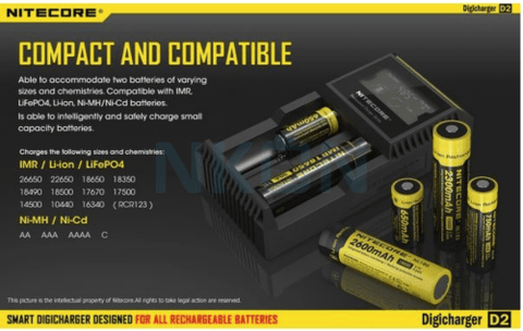 Shop Nitecore Digicharger Battery Charger D2 EU - Nitecore Digicharger Battery Charger D2 EU - Vape Blaze