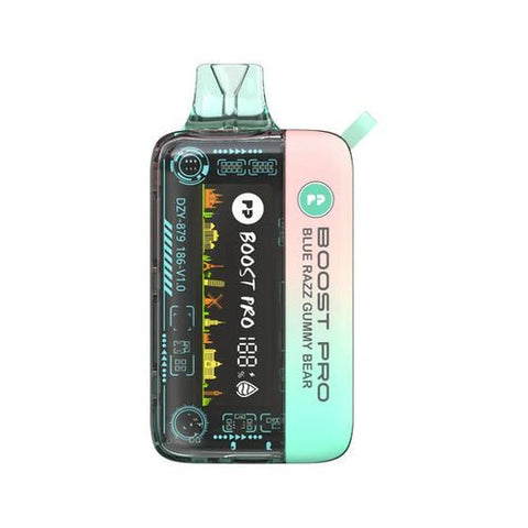 Shop Pyne Pod Boost Pro 20000 Disposable Vape - Box of 5 - Pyne Pod Boost Pro 20000 Disposable Vape - Box of 5 - Wolfvapes.co.uk - Blue Razz Gummy Bear - Vape Blaze