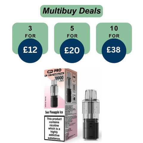 Shop Sour Pineapple Ice Crystal Pro CP10k Prefilled Pods - £4.99 or 3 For £12 - Sour Pineapple Ice Crystal Pro CP10k Prefilled Pods - £4.99 or 3 For £12 - Vape Blaze