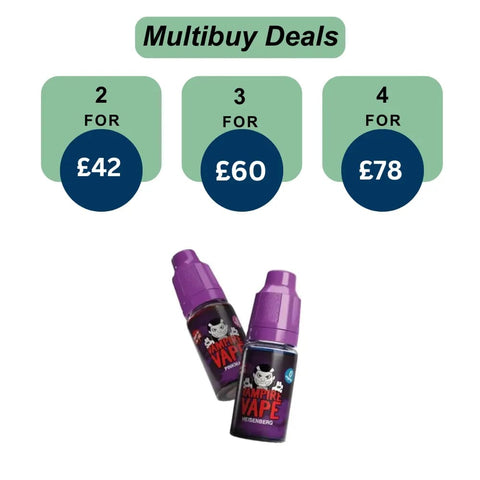 Shop Vampire Vape 10ml Eliquids 12MG - Pack of 10 - Vampire Vape 10ml Eliquids 12MG - Pack of 10 - Vape Blaze