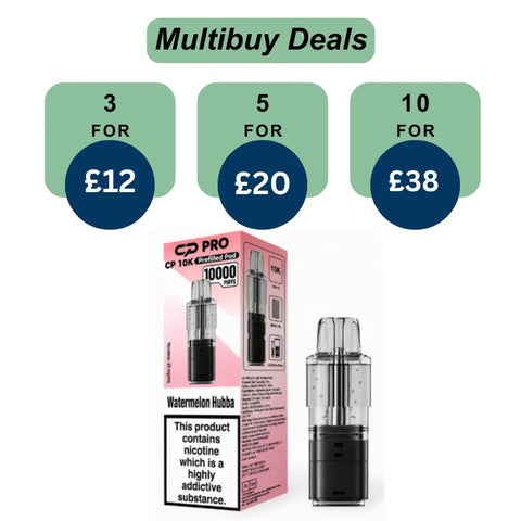 Shop Watermelon Hubba Crystal Pro CP10k Prefilled Pods - £4.99 or 3 For £12 - Watermelon Hubba Crystal Pro CP10k Prefilled Pods - £4.99 or 3 For £12 - Vape Blaze
