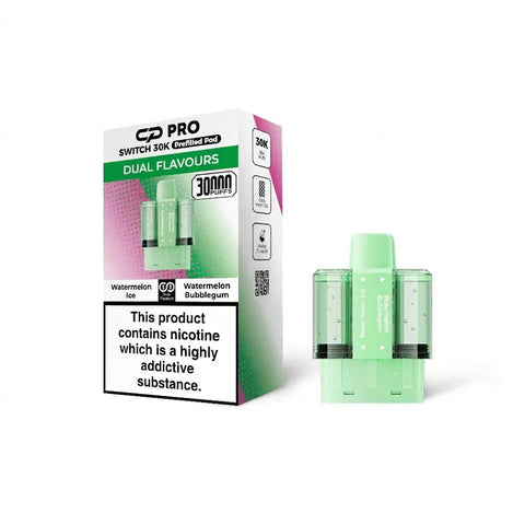 Shop Watermelon Ice / Watermelon Bubble Gum - CP Pro Switch 30k Prefilled Pods - Watermelon Ice / Watermelon Bubble Gum - CP Pro Switch 30k Prefilled Pods - Vape Blaze